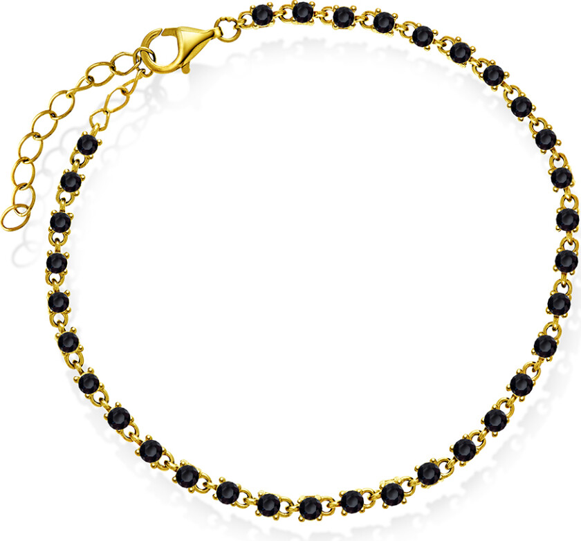 Zela armbånd i 925 forgylt sølv med sort zirkonia