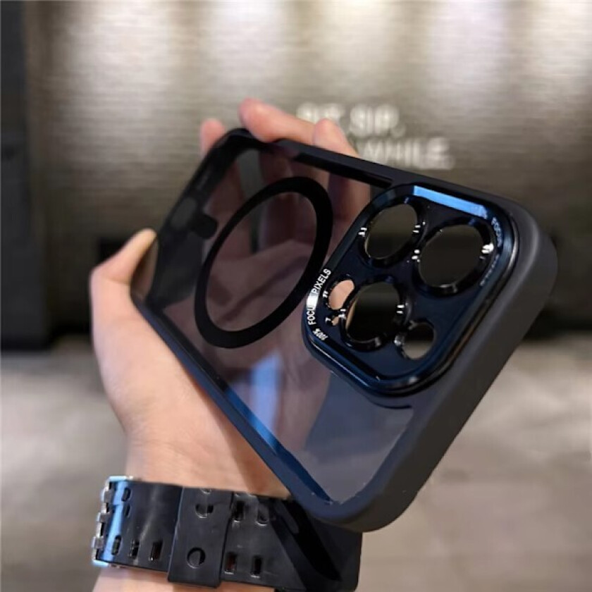 Klar til sending oppgradert metallramme transparent magnetisk datamaskin telefondeksel for iPhone 11 16 Pro/Pro Max telefonveske