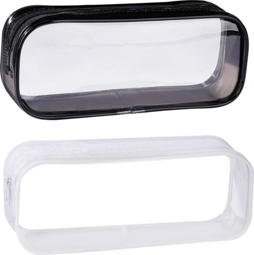 Gjennomsiktige penalhus - 2-pakning PVC-glidelåsposer for skole- og kontorrekvisita