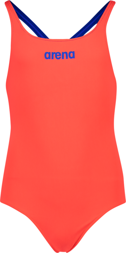 Girl Solid Swim Pro, badedrakt junior Fluo Red-neon Blue