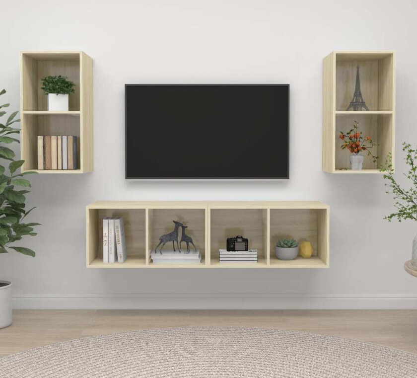 Vegghengte TV-benker 4 stk sonoma eik sponplate