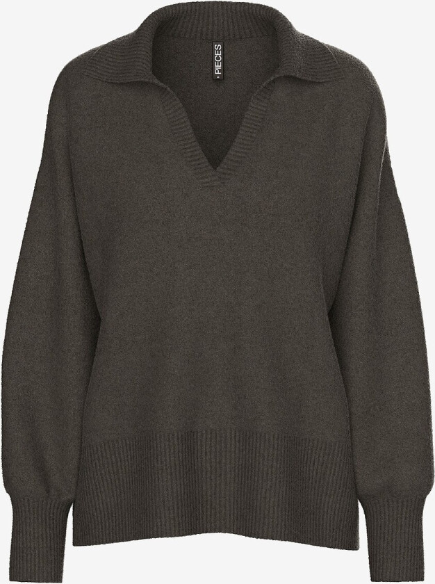 Genser Pcmalou LS Polo Knit Noos BC - Brun