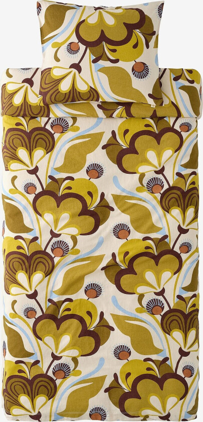 Sengesett Elly Retro i resirkulert halvlinne 2 eller 3 stykker - Flerfarget