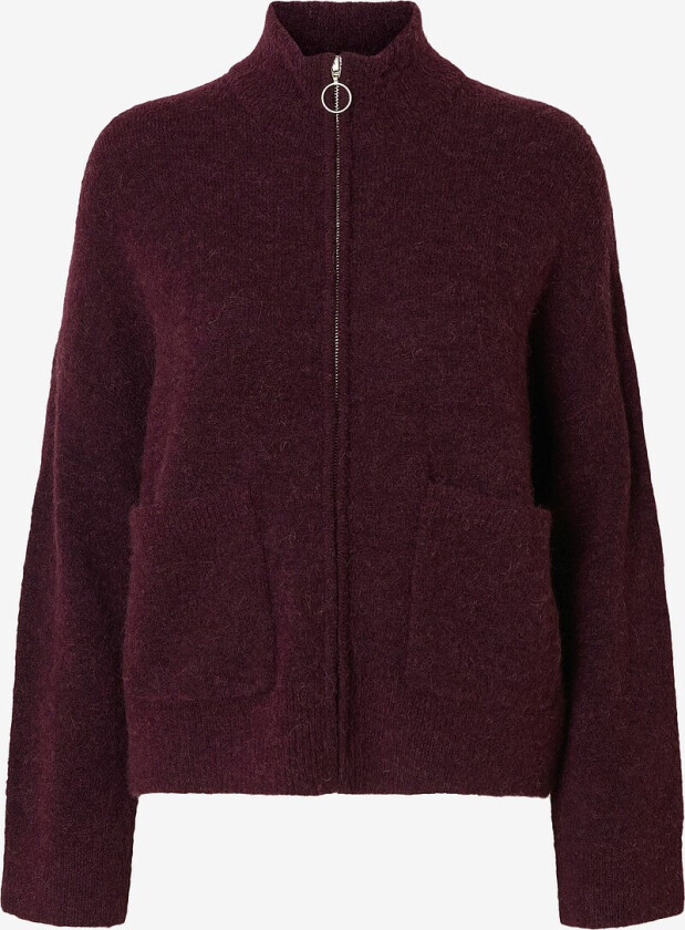 Kardigan slfSia Ras LS Knit Zipper Cardigan - Rød