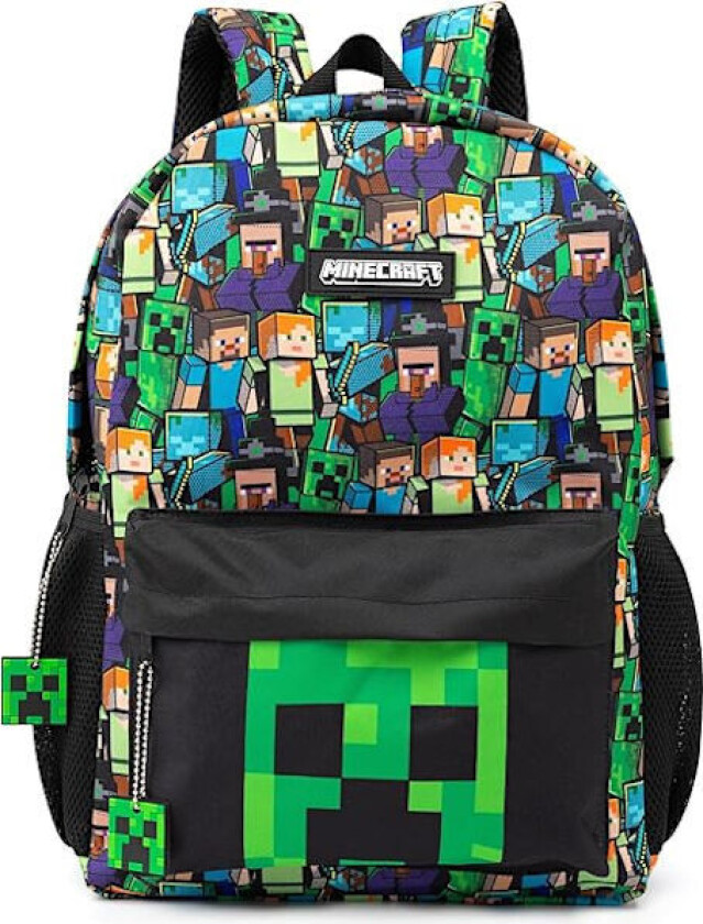 Kompatibel Minecraft Ryggsekk For Gutter | Svart Skolesekk For Barn | Grønn Creeper Zombie Skjelett Enderman & Hulespindel{ee} A