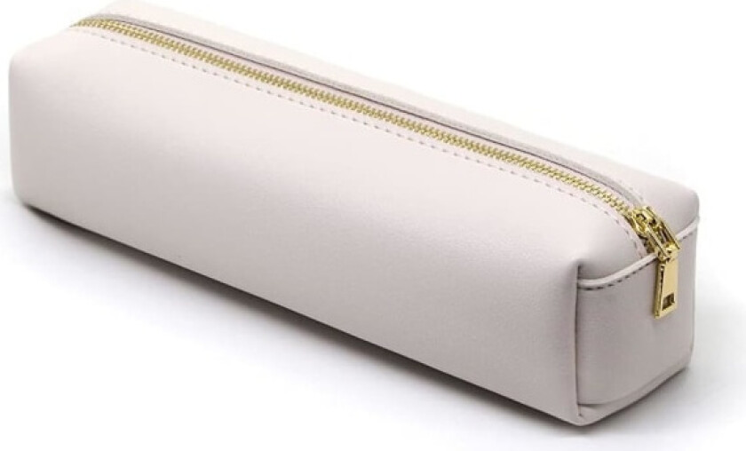 PU Etui Bærbart Pennal Stort Pennal Kosmetikkorganisator for Student Jente eller Gutt, Beige