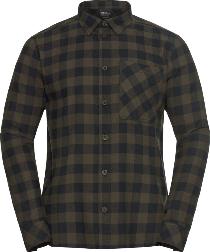 Men's Lite Flannel Shirt Check Obsidian Moss