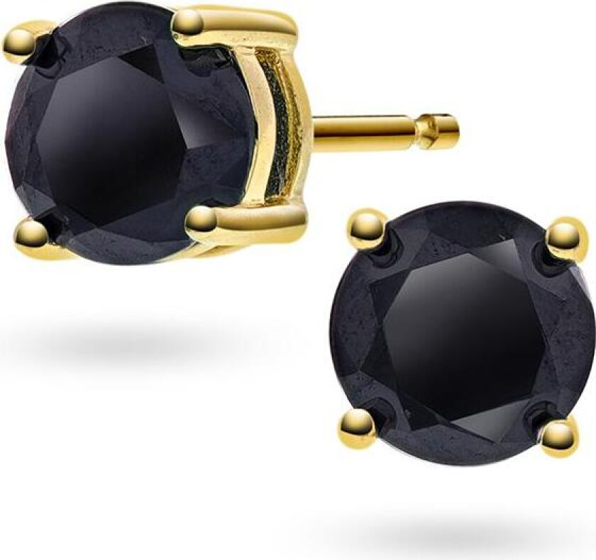 Dylan øredobber i 925 forgylt sølv med sort zirkonia