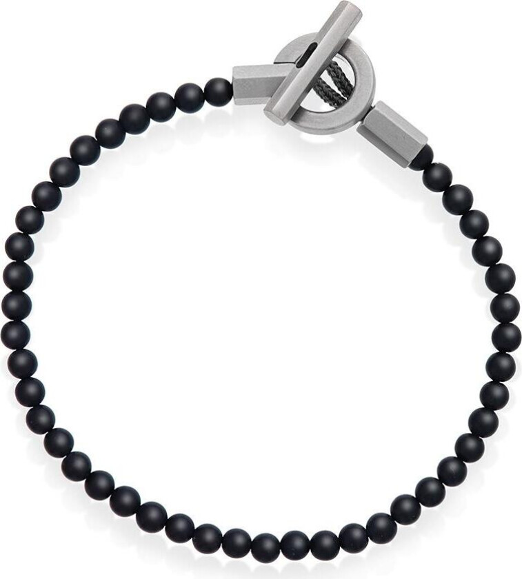 Bear armbånd i stål og sort agat