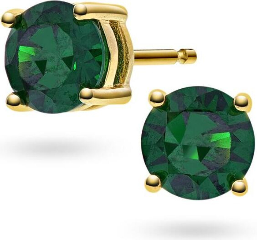 Dylan øredobber i 925 forgylt sølv med grønn zirkonia