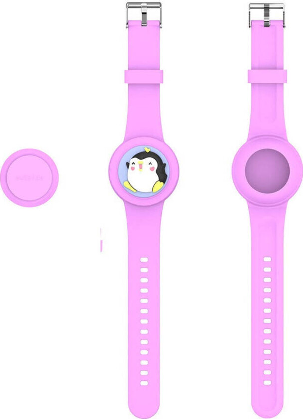 Apple AirTag Silikonrem med 3D-Design – Rosa / Pingvin