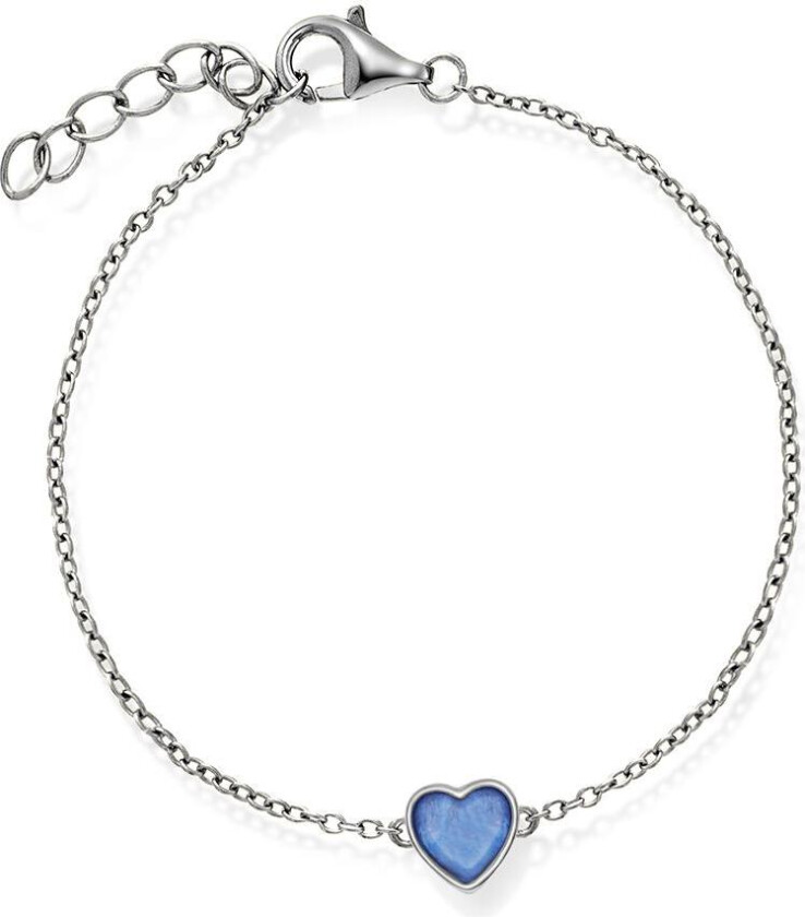 Armbånd i 925 forgylt sølv med blått hjerte