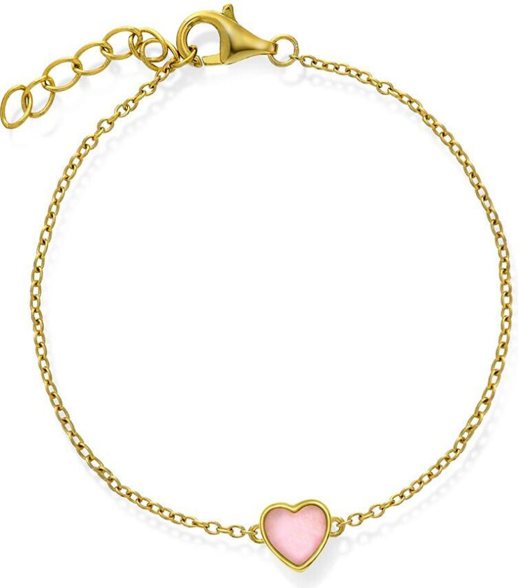 Armbånd i 925 forgylt sølv med rosa hjerte