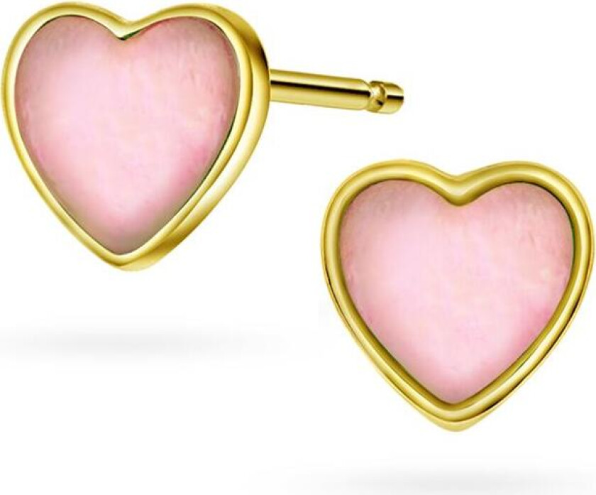Øredobber i 925 forgylt sølv med rosa hjerte