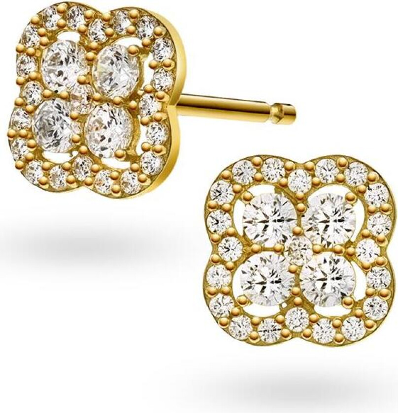 Øredobber i 585 gult gull med zirkonia