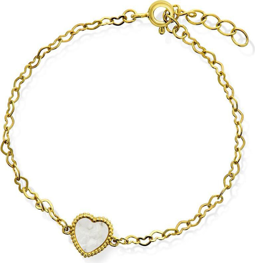 Armbånd i 925 forgylt sølv med perlemor og hjerte