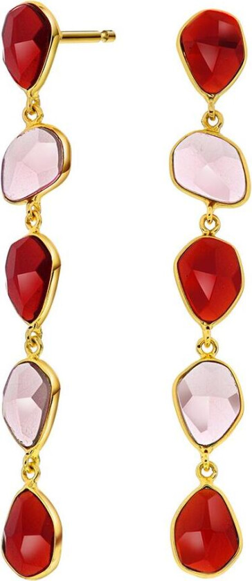 Mirage øredobber i 925 forgylt sølv med syntetisk rhodolitt og granat