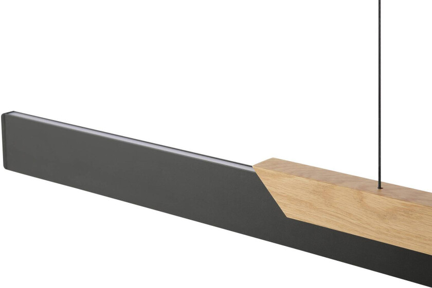 LED-hengelampe Arcus, svart/brun Lengde 121 cm Metall/tre