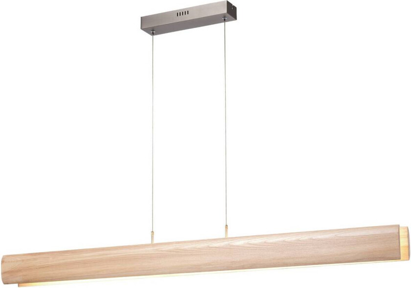 LED-hengelampe Monterra, lengde 100 cm, lysebrun, tre