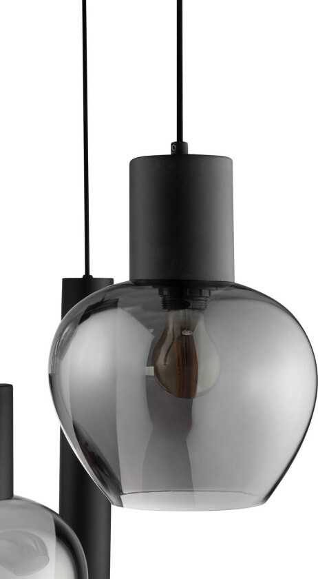 Hengelampe Ligari, svart/røykgrå, Ø 68 cm, metall/glass