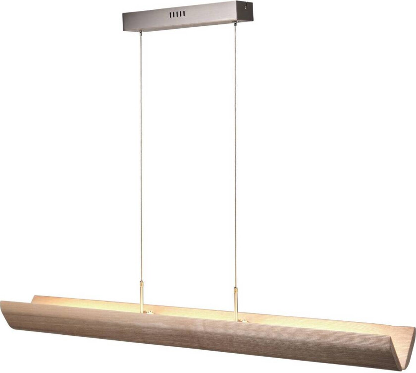 LED-hengelampe Monterra, lengde 132 cm, brun, tre