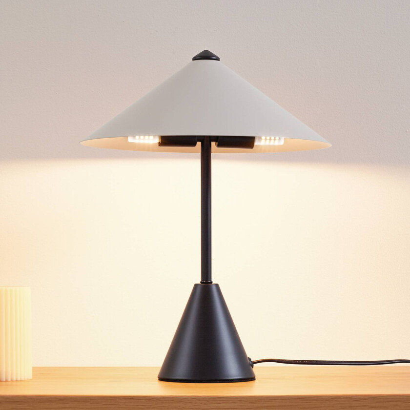 Lindby bordlampe Norvik, høyde 35 cm, svart/grå, metall