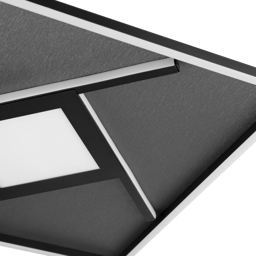 LED-taklampe Hardy, lengde 46 cm svart matt metall/stoff