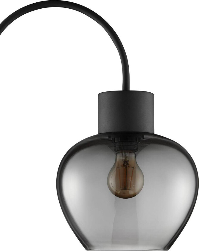 Gulvlampe Ligari, svart/røykgrå, høyde 164 cm metall/glass