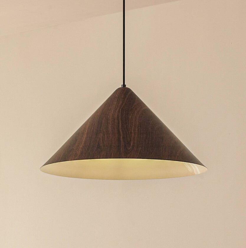 Lindby hengelampe Clarine, valnøtt, Ø 50 cm, metall