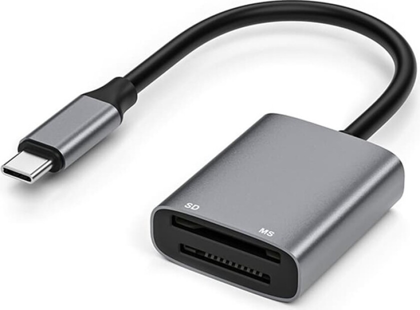 NÖRDIC USB-C-kortleser 2 spor SD, MS UHS-I