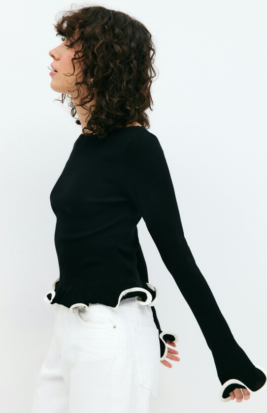- Knitted top - Langermede topper - Svart - XS - Dame
