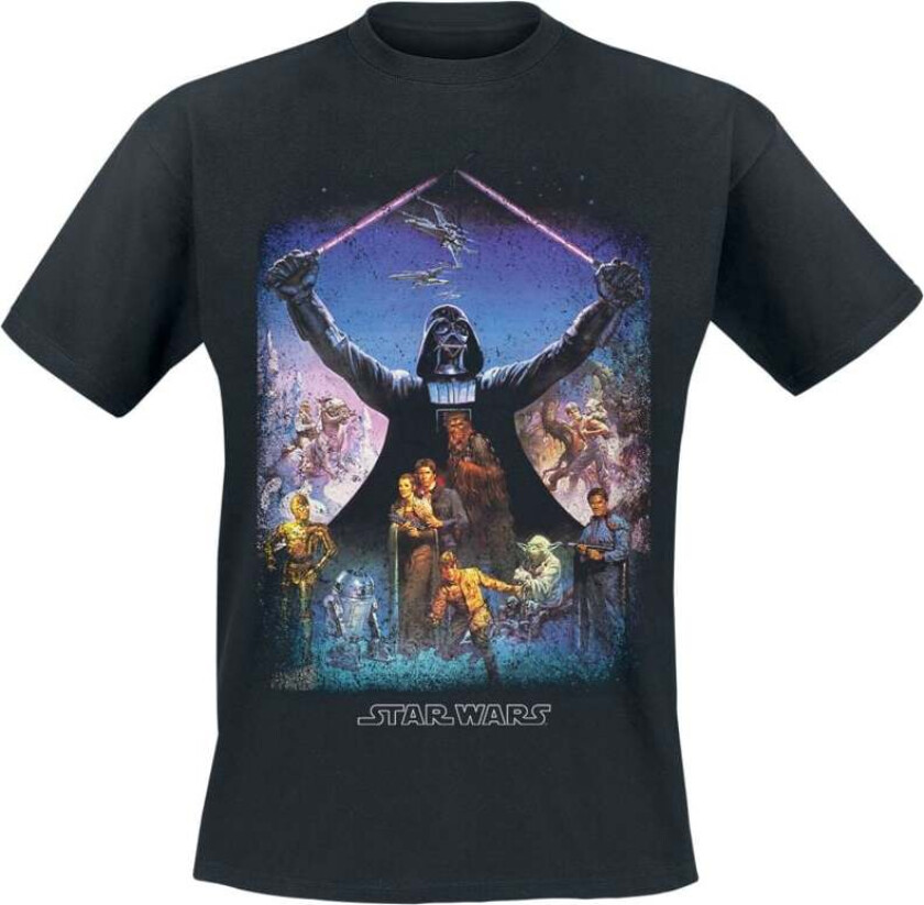 Disney T-skjorte - Darth Vader - Light Saber Poster - S til XXL - Herrer - svart