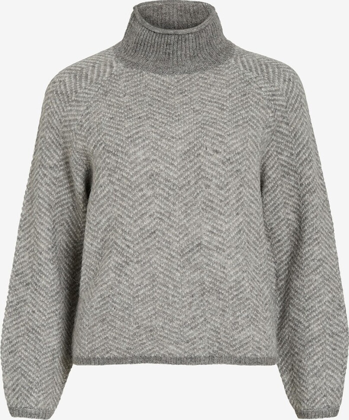 Genser viLory High Neck L/S Knit Top - Grå