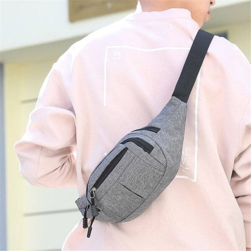 Midjeveske Menn Kvinner Fanny Pack Ferie Penger Belte Pung lys grå