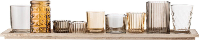 - Sanga Tray w/Votive - Dark Brown - Set of 10 (27404487)