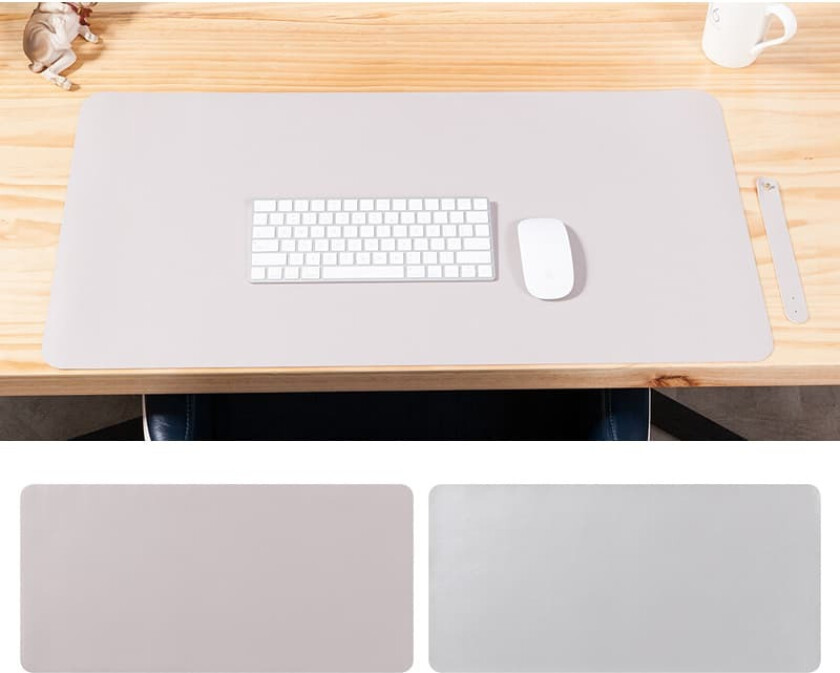 INF 80x40cm PU Musematte Skrivebordsmatte - Optimalisert for Kontor og Hjemmebruk Grå+sølv D