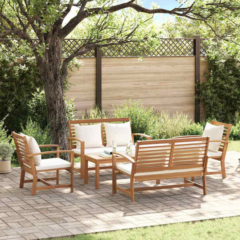 Hagesofa Set 5 pcs Naturlig Heltre teak