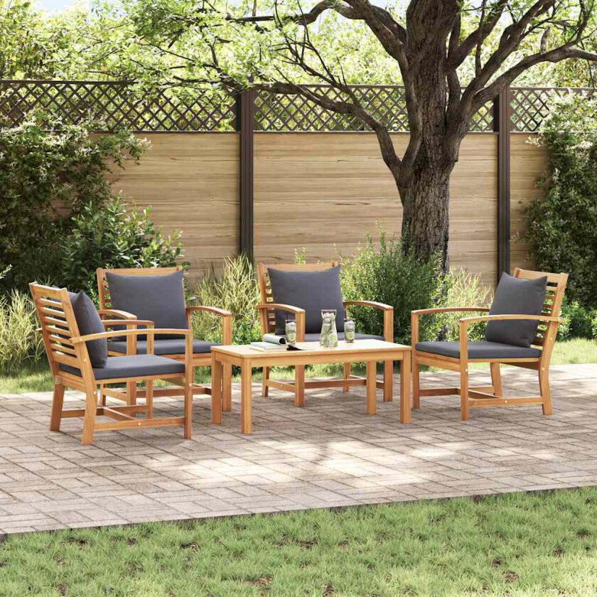 Hagesofa Set 5 pcs Naturlig Heltre teak