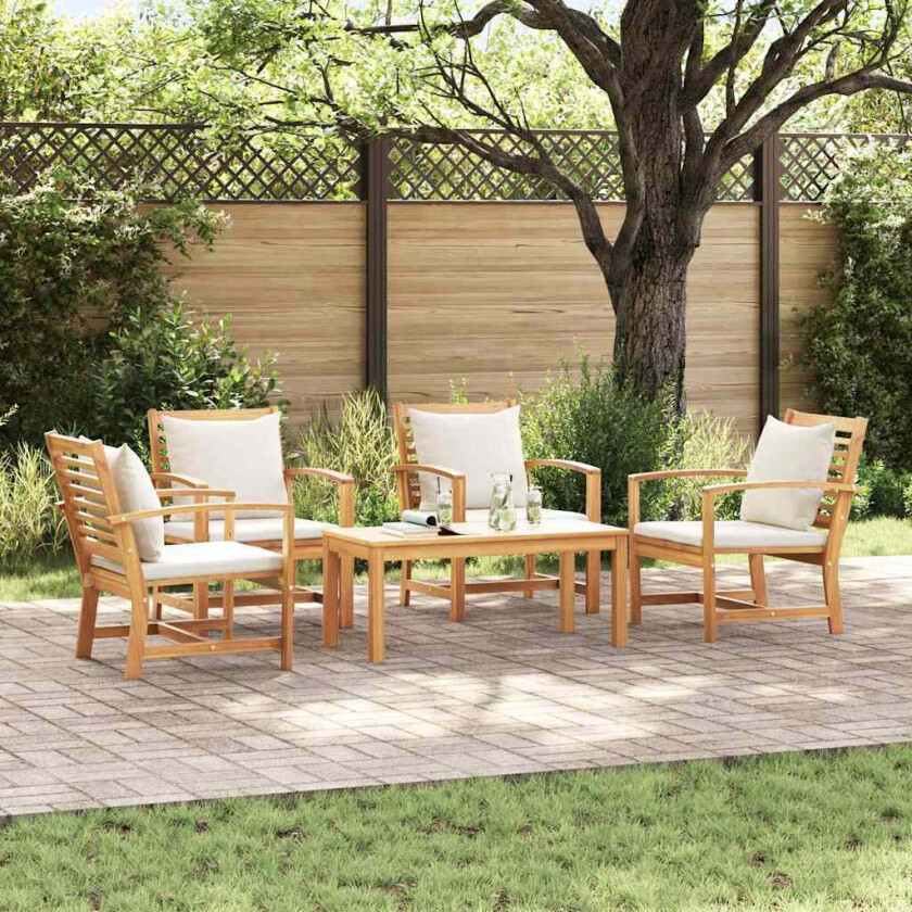 Hagesofa Set 5 pcs Naturlig Heltre teak