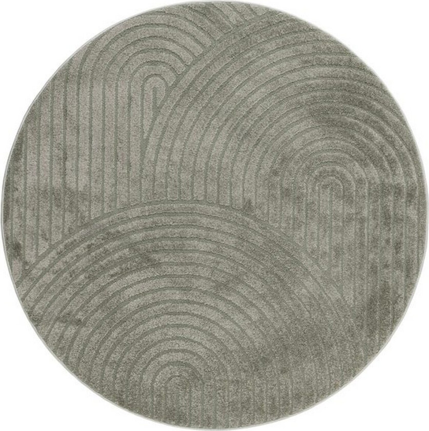 Maskinvevd teppe Genova Zen Rund - 200x200 cm, Grønn