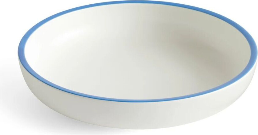 Sobremesa Serving Bowl L / White with blue rim