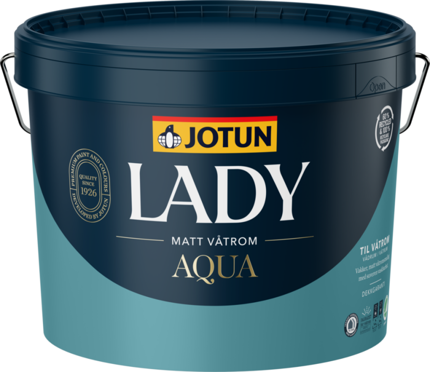 Våtromsmaling lady aqua matt hvit base 9l