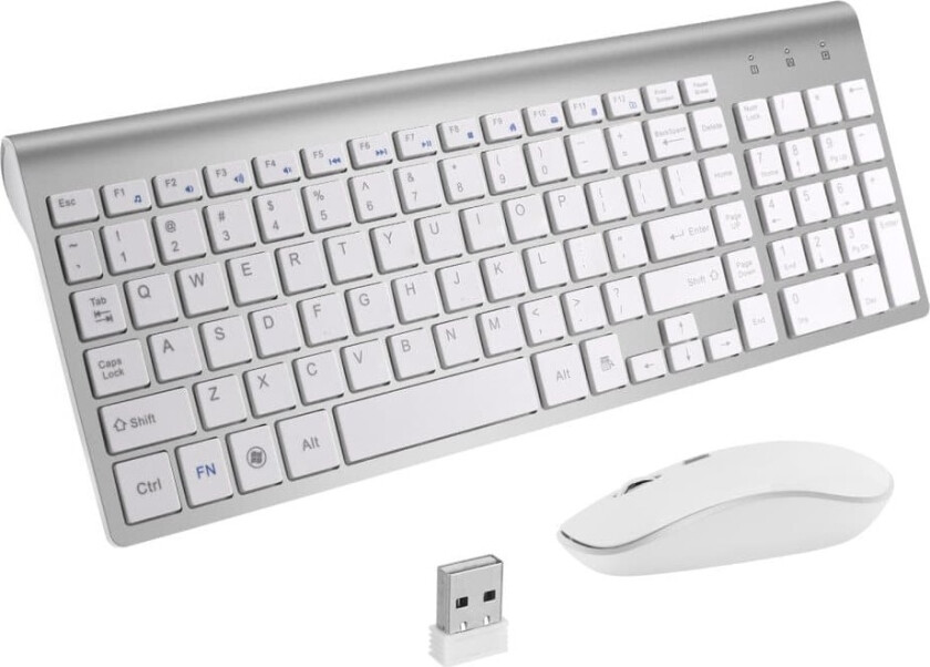 INF Trådløst tastatur og mus kombinasjon - Sølv