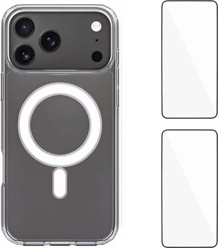 iPhone 17 Pro Max Hybrid Deksel inkl. 2 x Skjermbeskyttere - MagSafe Kompatibel - Gjennomsiktig / Hvit