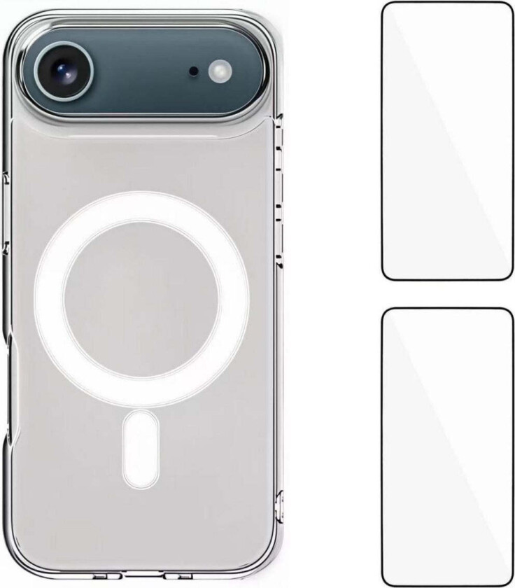 iPhone 17 Air Hybrid Deksel inkl. 2 x Skjermbeskyttere - MagSafe Kompatibel - Gjennomsiktig / Hvit