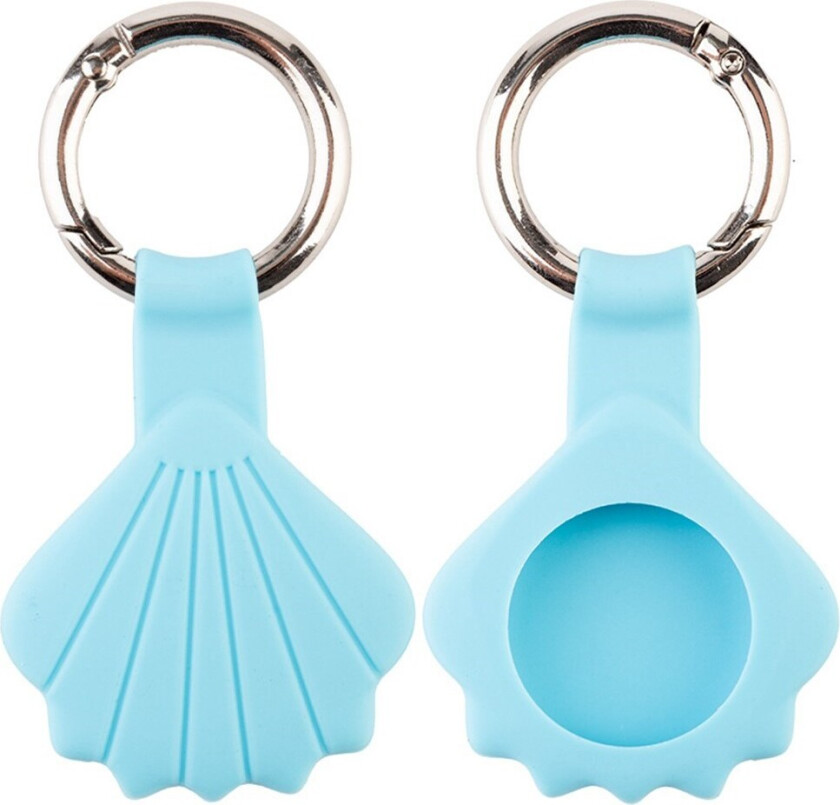 Apple AirTag Silikon Deksel med 3D-Design & Nøkkelring – Blått Skjell