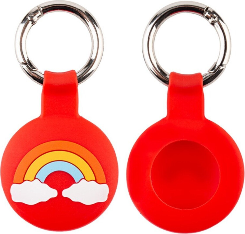 Apple AirTag Silikon Deksel med Karabinkrok – Rød Regnbue