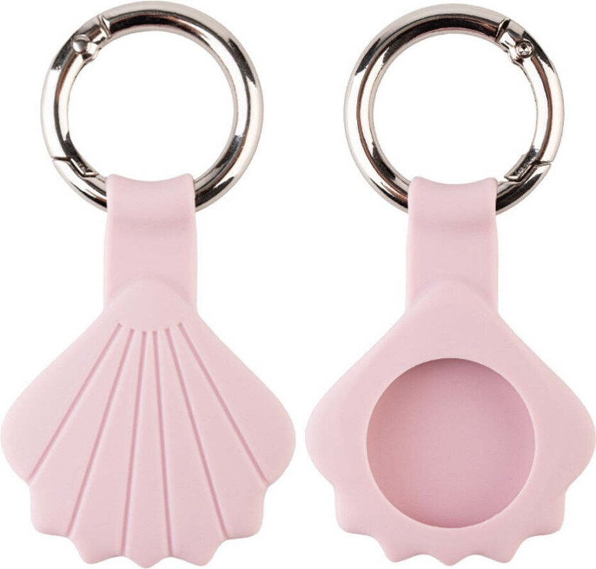 Apple AirTag Silikon Deksel med 3D-Design & Nøkkelring – Rosa Skjell