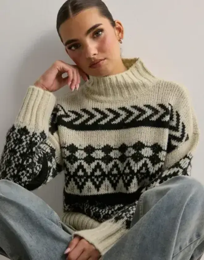 Multi/Mønstrete - Vmample Ls Highneck Pullover Ga Boo
