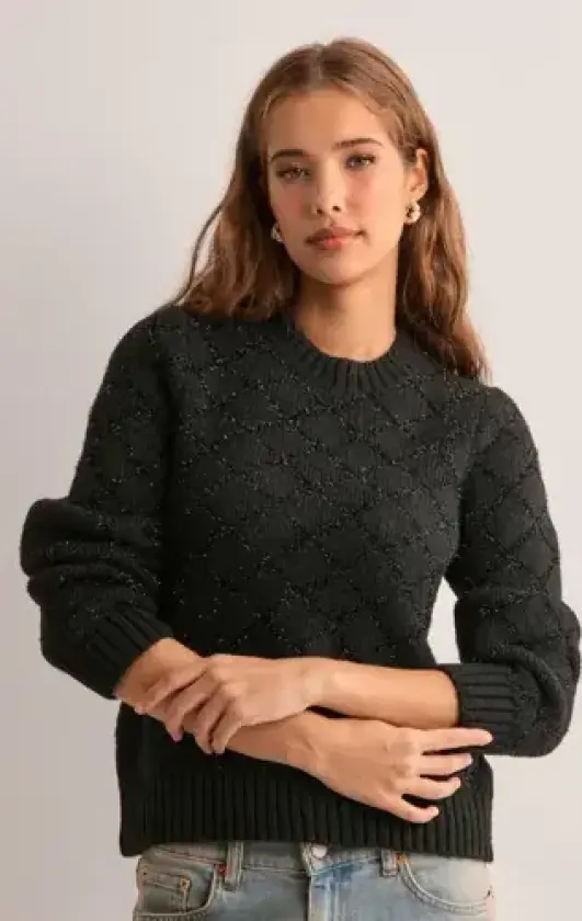 Svart - Onlalba L/S Glitter O-Neck Cc Knt
